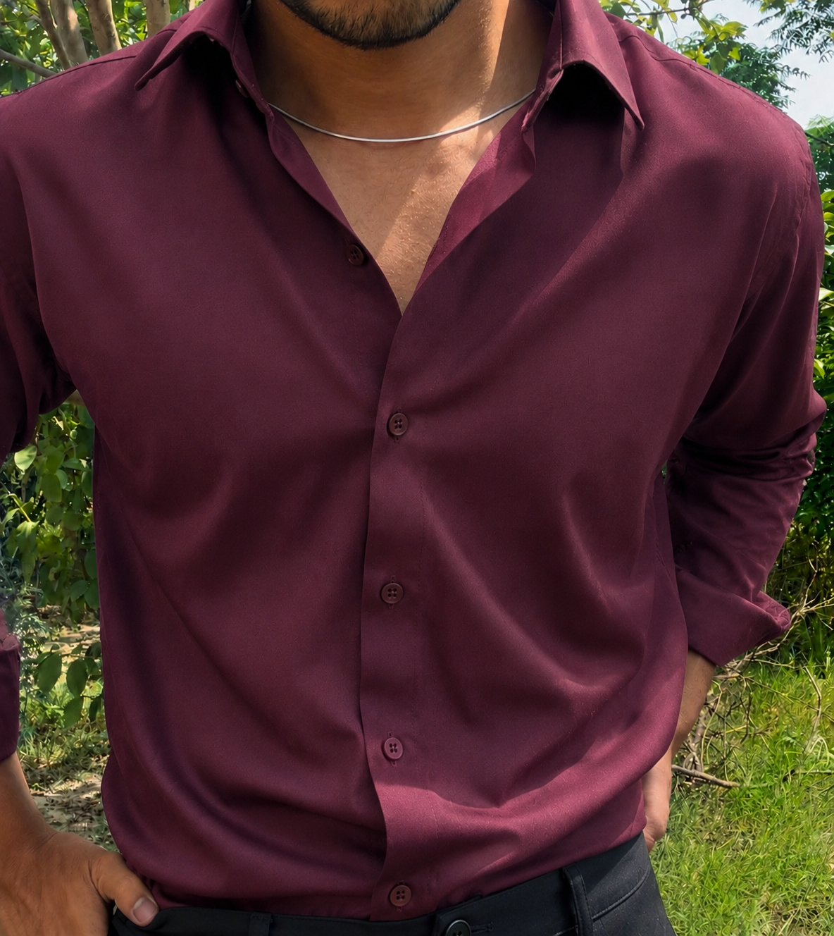 Wine red Japanese Shirt (Fabric)